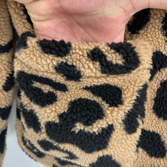 APPARIS anthropologie Animal Print Leopard cheetah Faux Fleece Teddy Jacket xs - Picture 7 of 13